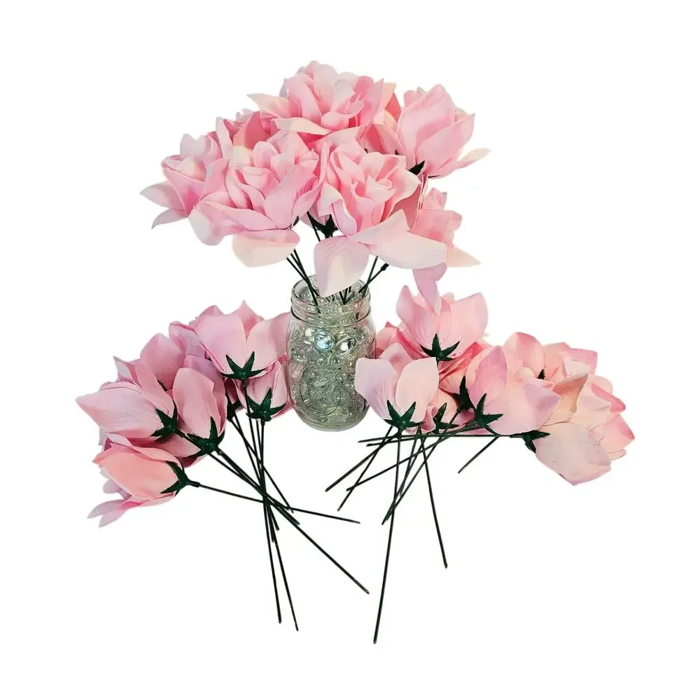 Pink Artificial Rose Stems 30pc Flowers Wedding Floral Decor Craft Supply Lot
